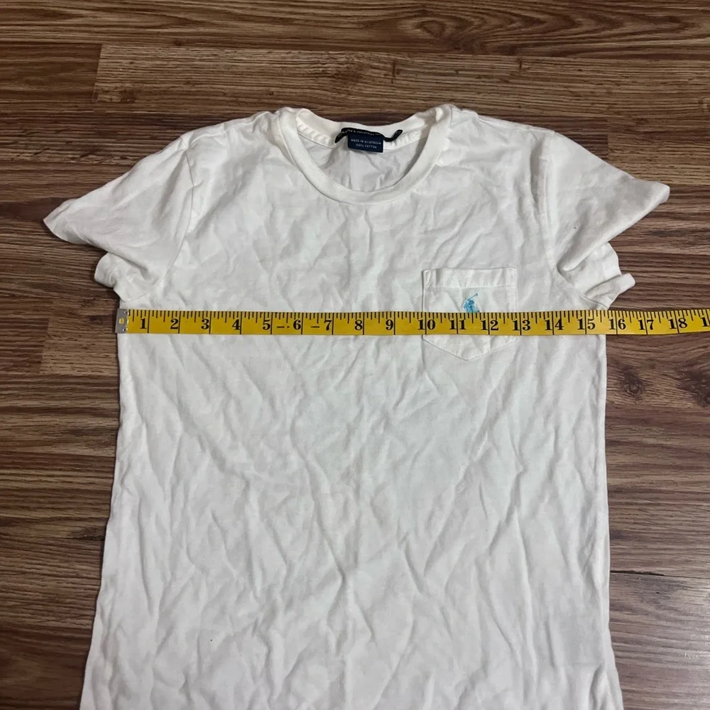 Ralph Lauren White Pocket Crewneck Tee with Light Blue Pony - Picture 4 of 6